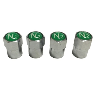 Objetivo de reemplazo/reparación Sello de logotipo de nitrógeno N2 verde Capa de válvula de neumático con chapa de cromo para el montaje universal de automóviles