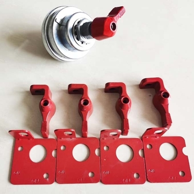 Evite de manera eficiente el arranque accidental del interruptor de A/C Batería Maestro desconectar el interruptor con kit de palanca de bloqueo rojo y amarillo