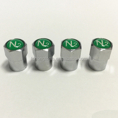 Sello de logotipo de nitrógeno negro N2 para automóviles universales Capa de válvula de neumáticos de latón recubierto de cromo para una eficiencia y seguridad óptima del combustible