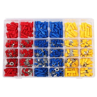 480pcs terminales aislados conector eléctrico con pinzas trasero espada anillo horquilla terminal conjunto kit con caja para el año universal