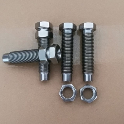 DIN estándar y Titanio perno 7/16 &quot;-20 con 9/16&quot; Hex Nut para 1-1/8&quot; Torsión Stop acabado natural