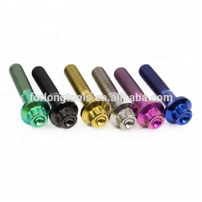 6AL-4V GR5 DIN estándar M7*32 12 cabeza de brida de punto Titanio perno de corte para BBS y diseño duradero