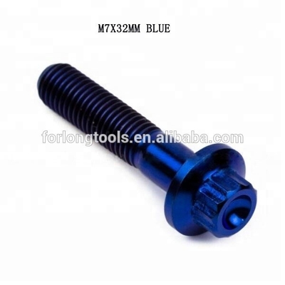 6AL-4V GR5 DIN estándar M7*32 12 cabeza de brida de punto Titanio perno de corte para BBS y diseño duradero