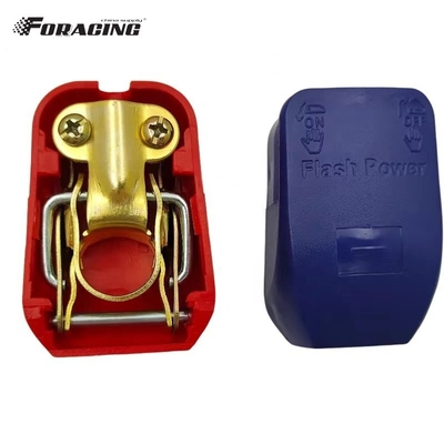 Terminals de baterías universales Capa de protección de plástico para abrazaderas de terminales de cable de automóvil Conectores en material azul y rojo
