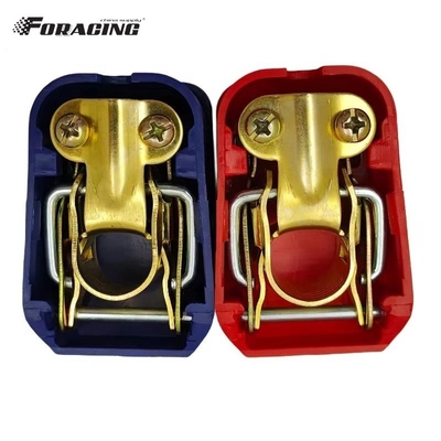Terminals de baterías universales Capa de protección de plástico para abrazaderas de terminales de cable de automóvil Conectores en material azul y rojo