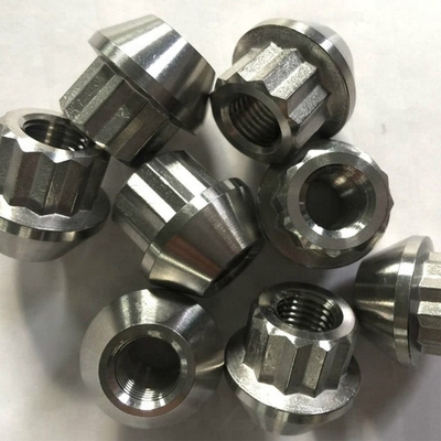 Nuts de brida de titanio de acabado plano estándar DIN para el componente de fijación de ruedas roscado 1/2-20