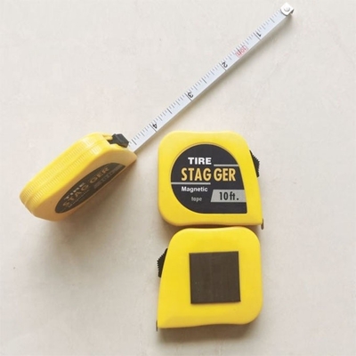 Color amarillo de carreras de coches Stagger cinta de medición de 10 pies * 1/4 &quot; con sistema de medición imperial y herramientas magnéticas