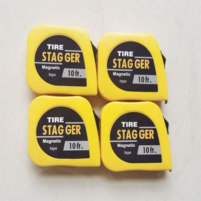 Color amarillo de carreras de coches Stagger cinta de medición de 10 pies * 1/4 &quot; con sistema de medición imperial y herramientas magnéticas