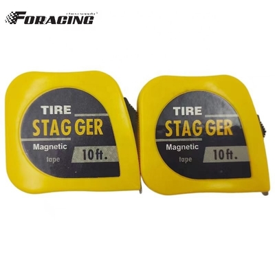 10 FT Cuchilla de acero para neumáticos de carreras Stagger Measure con espalda magnética y logotipo personalizado de acabado cromado