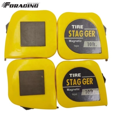 10 FT Cuchilla de acero para neumáticos de carreras Stagger Measure con espalda magnética y logotipo personalizado de acabado cromado