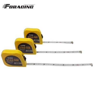 10 FT Cuchilla de acero para neumáticos de carreras Stagger Measure con espalda magnética y logotipo personalizado de acabado cromado