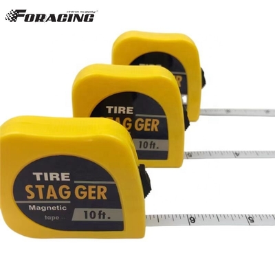 10 FT Cuchilla de acero para neumáticos de carreras Stagger Measure con espalda magnética y logotipo personalizado de acabado cromado