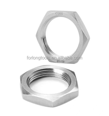 Tamaño estándar GB 1/2-20 Hex Jam Nut de acero inoxidable fina para el sistema de medida de pulgadas imperiales