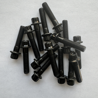 NO. estándar de OE Titanio Gr5 12 PT RS/RX Kit de aro dividido M7 x 32 Cerrojo y tuerca de brida Cerrojo negro para montaje universal de automóviles