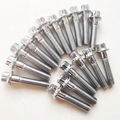Zinc acabado DIN estándar M7 x 32 12 PT perno y M7 Nylon cerradura de nuez para ruedas BBS cromoly en acero deslizante