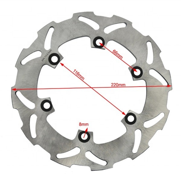 Rotor de disco de freno trasero fijo de 220 mm OD para Yamaha TT 250 YZF R6 600 YZF R1 1000 Frenado suave y rendimiento constante