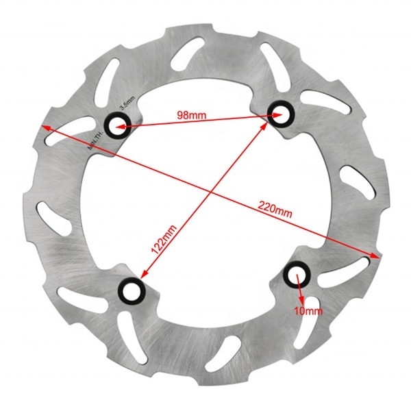 Rotor de disco de freno trasero ligero de 220 mm para Honda CR E 125 CR R 125 AX-1 250 Diseño fijo 4 agujeros de montaje 0.62kg