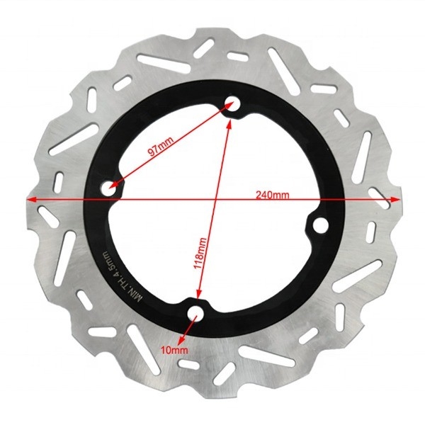 Posición trasera Rotor de freno de disco fijo de 240 mm para bicicleta de carreras Honda CB F 500 CB X 500 CBR R 500 Frenado suave y silencioso
