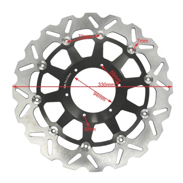 6 agujero de montaje 330MM de acero inoxidable Rotor de disco de freno flotante de motocicleta para Honda CBR929 RR CBR954 RR y rendimiento