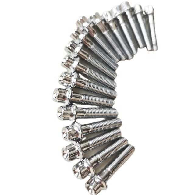 Año universal M7*32mm 12 puntos de pernos de la rueda de cromo de hardware para coches universales acero y cromo