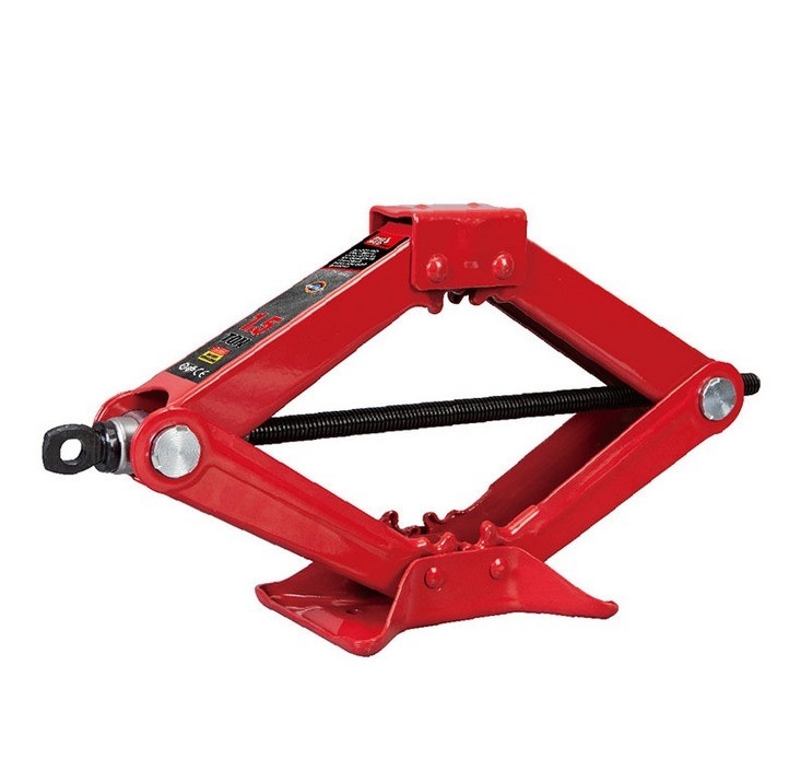Jack de tijeras rojo de 1,5 toneladas para reparación de automóviles Alturas máximas 385 mm Alturas mínimas 105 mm Manual de soporte Jack mecánico Herramienta de reparación de automóviles