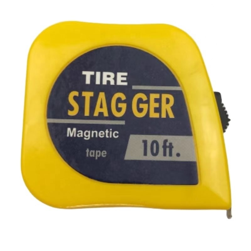 10 FT Cuchilla de acero para neumáticos de carreras Stagger Measure con espalda magnética y logotipo personalizado de acabado cromado