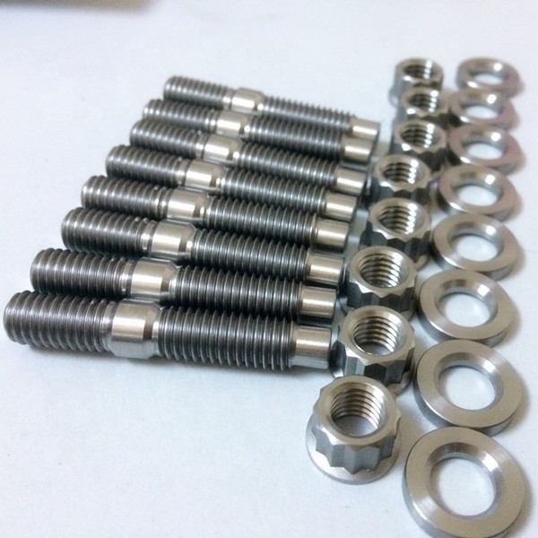 Universal Fitment Ti Material natural M8 x 1.25 Kit de maniobras de escape de titanio con tuercas y lavadoras