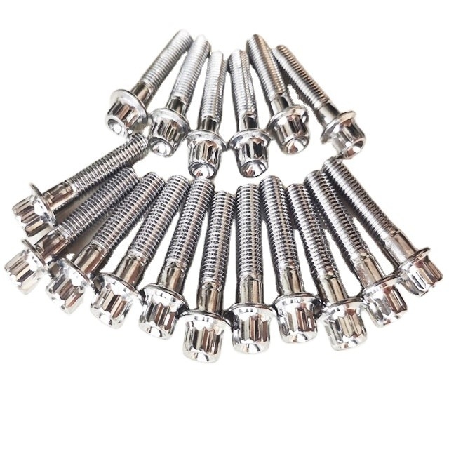 Zinc acabado DIN estándar M7 x 32 12 PT perno y M7 Nylon cerradura de nuez para ruedas BBS cromoly en acero deslizante